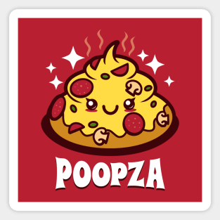 Poopza Funny Cute Kawaii Poop Shaped Pizza Cartoon Gift For Pizza Lovers Magnet